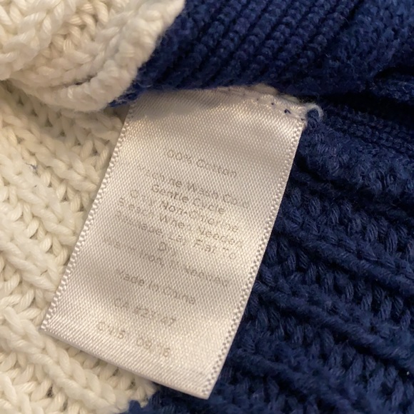 Talbots Chunky Knit Striped Sweater Navy Blue - Picture 6 of 6